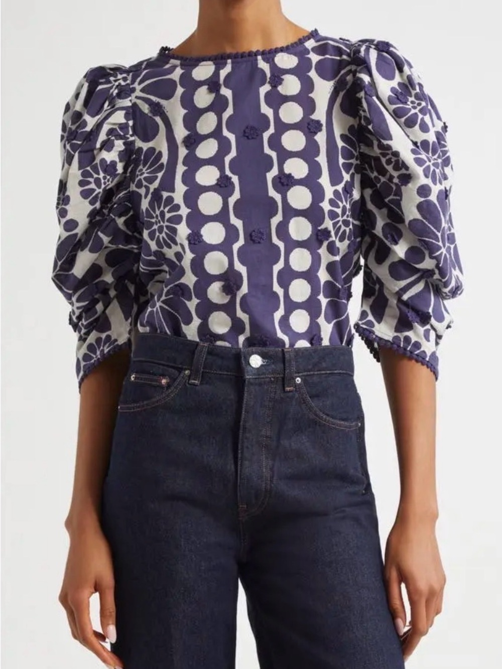 Farm Rio Floral Appliqué Top
